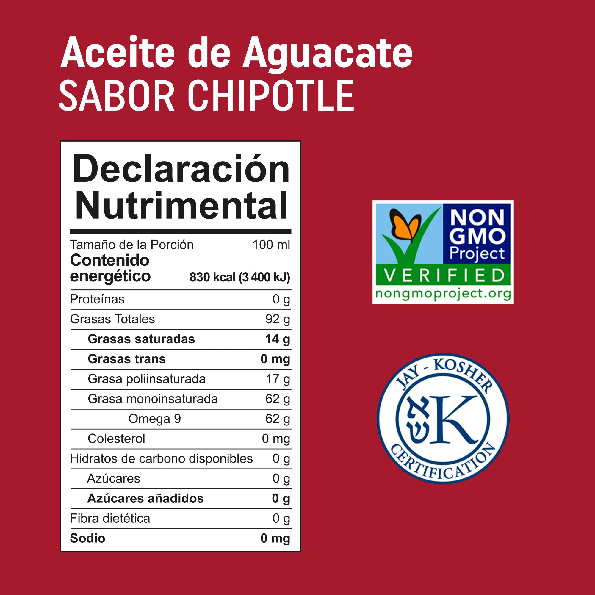 Aceite de Aguacate Extra Virgen sabor Chipotle