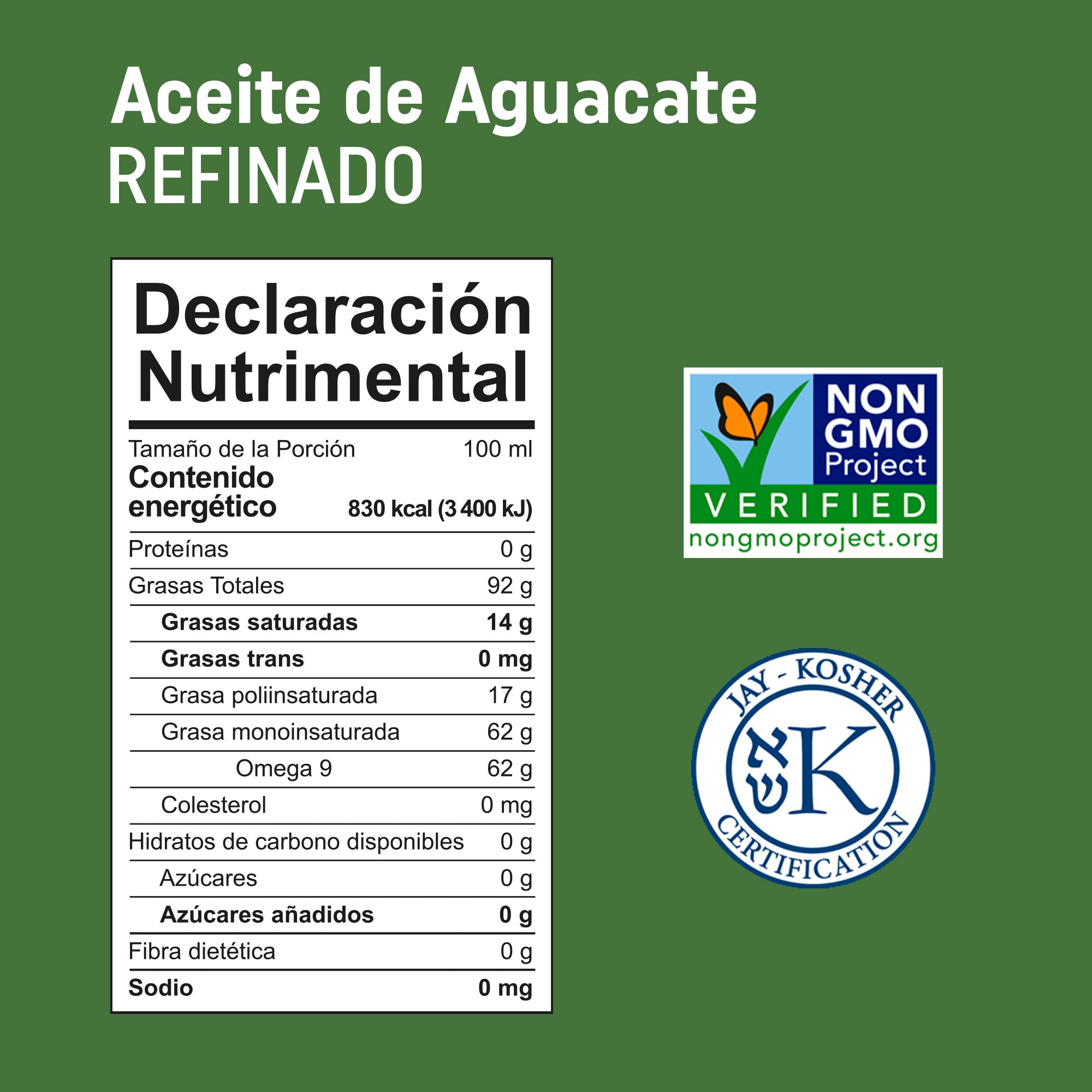 Aceite de Aguacate Refinado