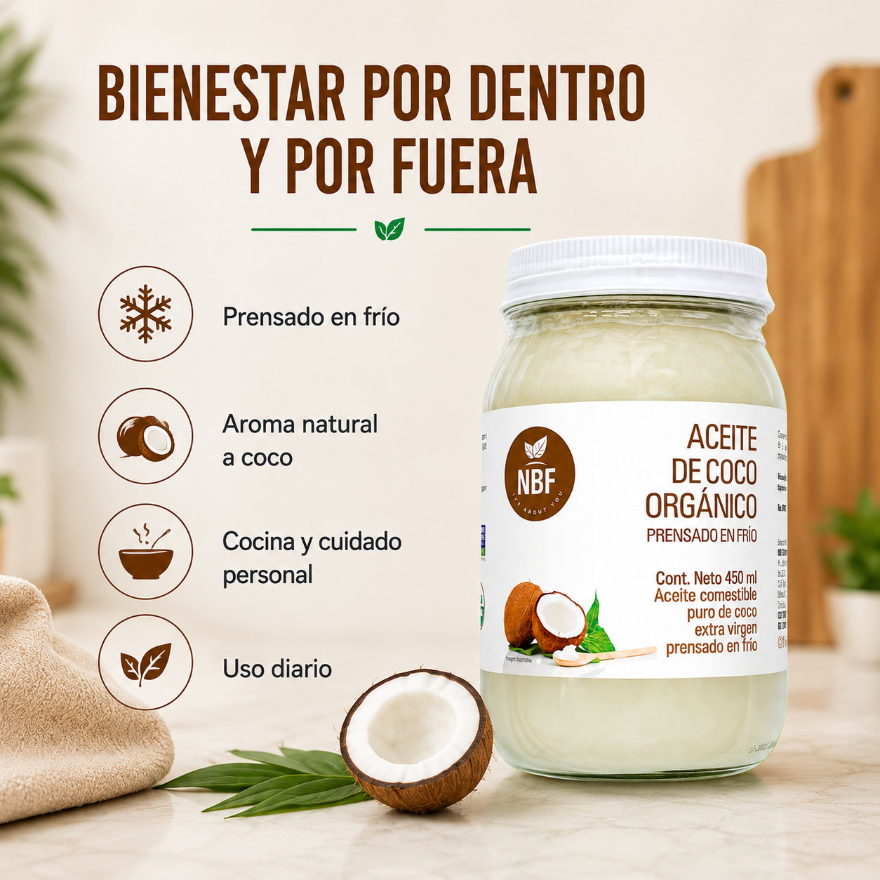 Aceite de Coco Orgánico Extra Virgen