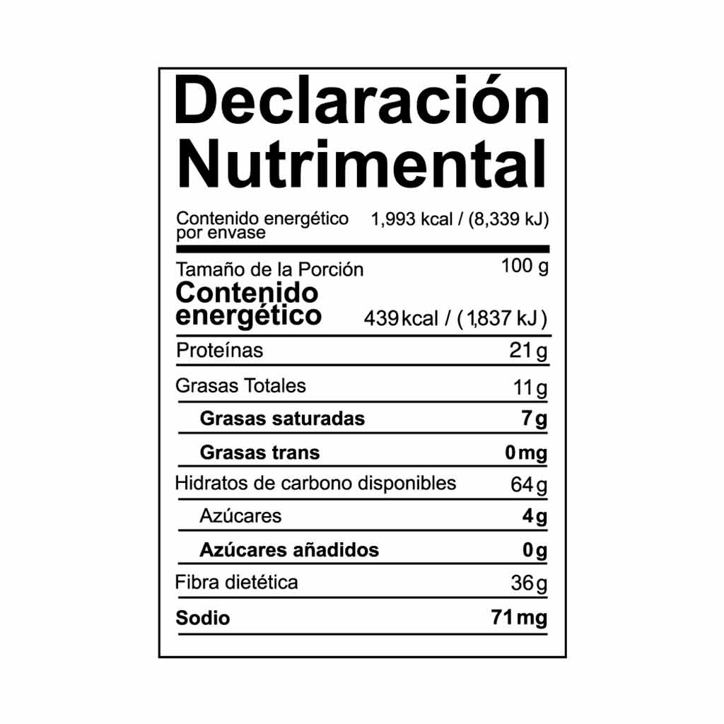 harina de coco 454 gramos tabla nutrimental