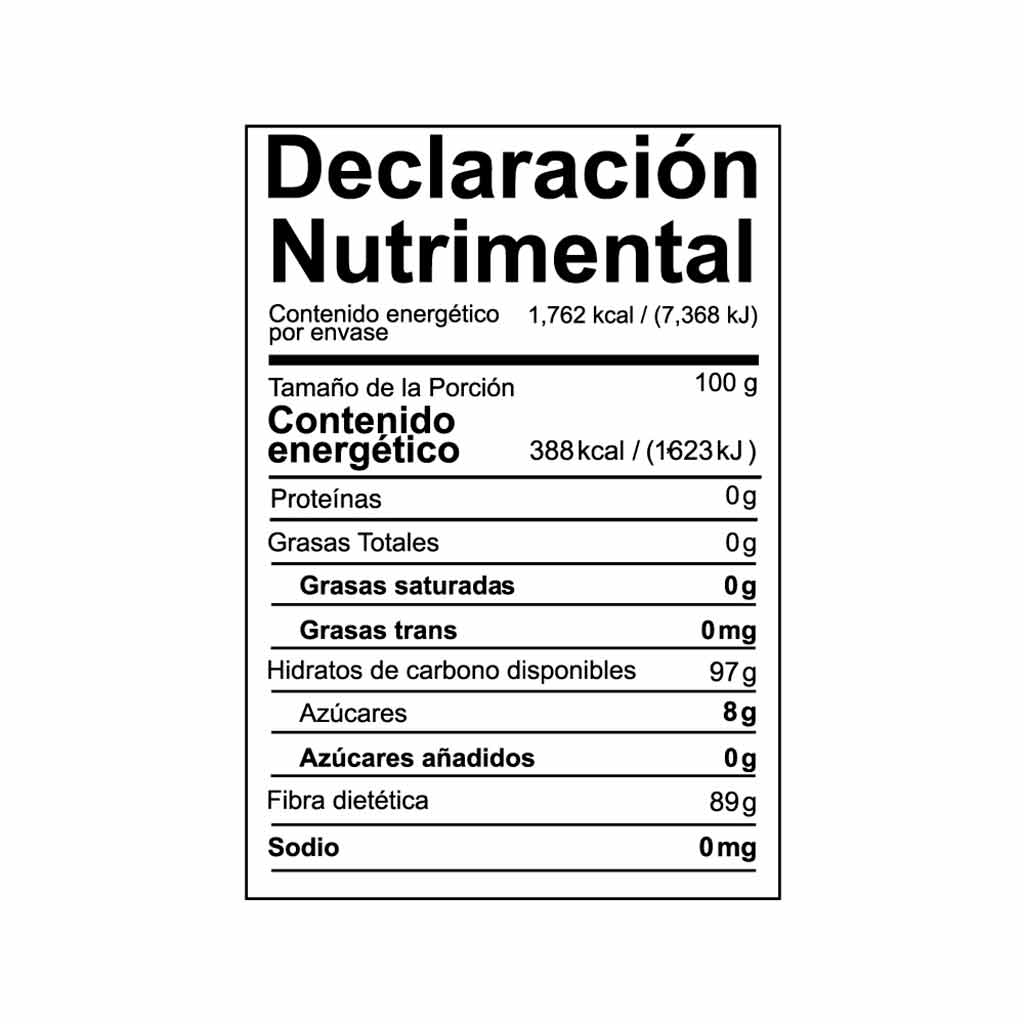 inulina de agave organico 454 gramos tabla nutricional