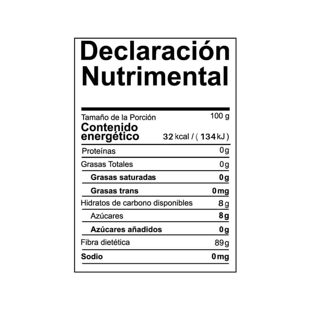 tabla nutrimental inulina de agave organica